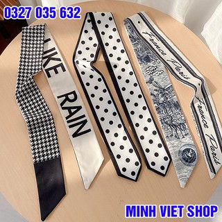 Khăn lụa buộc tóc quàng cổ quấn túi xách dáng dài 100x8 cm thời trang cho nữ