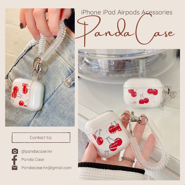 Vỏ case cherry bảo vệ bao đựng tai nghe airpods 1 2 Pro - Ốp airpods chống va đập, trong suốt in hình