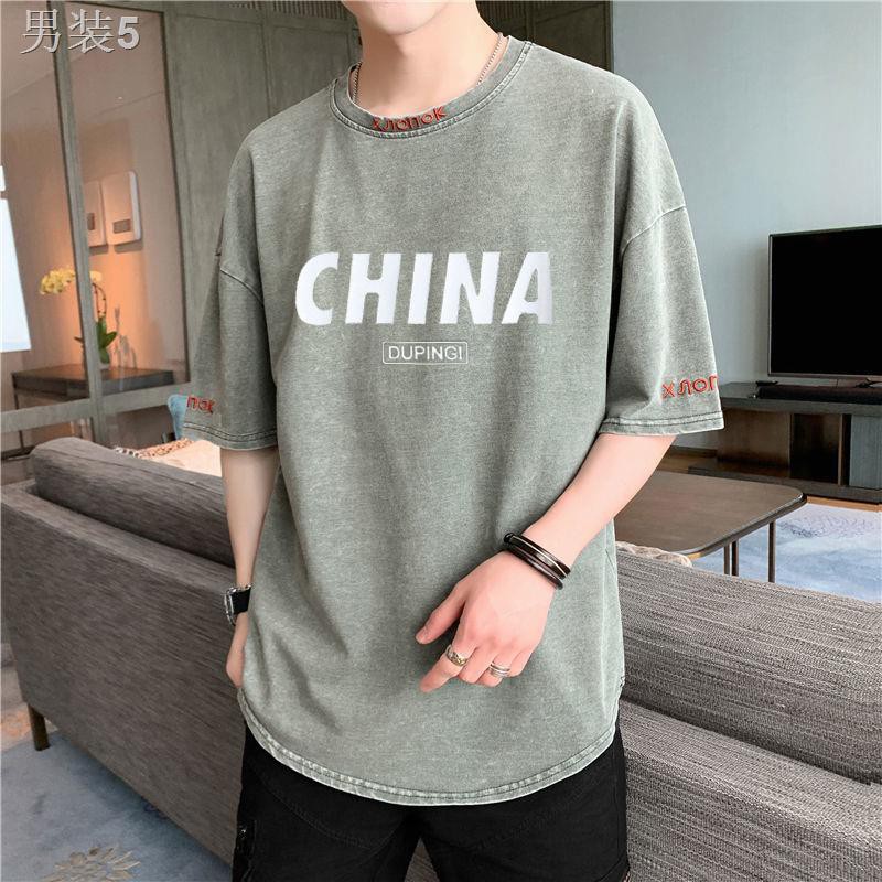 ☄◇áo thun ngắn tay tuổi teen 14 nam 15-16 học sinh trung cơ sở 13 quần mùa hè nửa cotton xu hướng đẹp trai