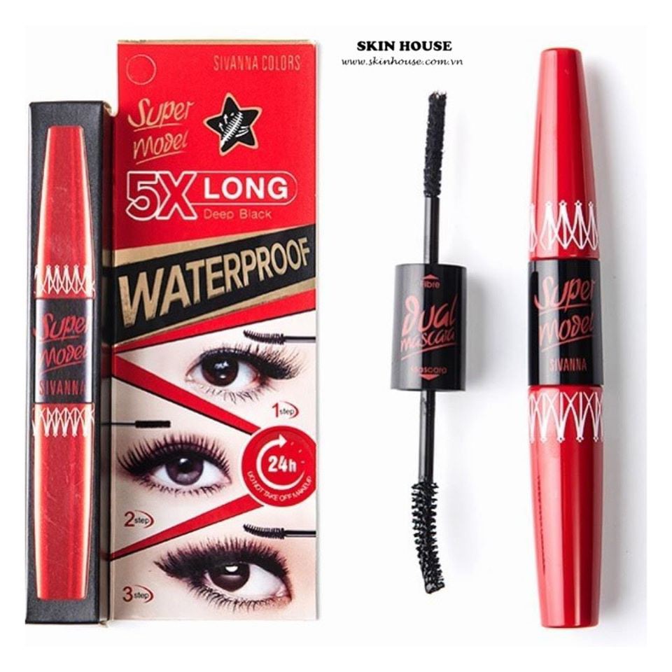 MASCARA 2 đầu SIVANNA COLORS Super Model 5X Long