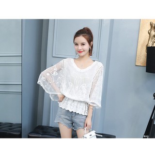 Áo ren tiểu thư tay cánh dơi
