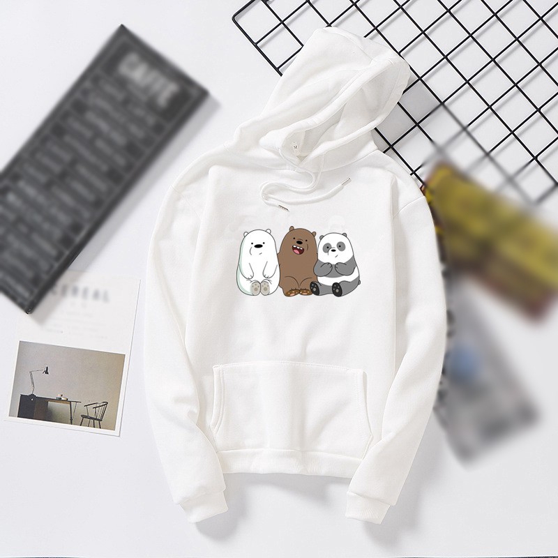 We Bare Bears Áo Hoodie Dài Tay In Hình Gấu Thời Trang Thu Đông