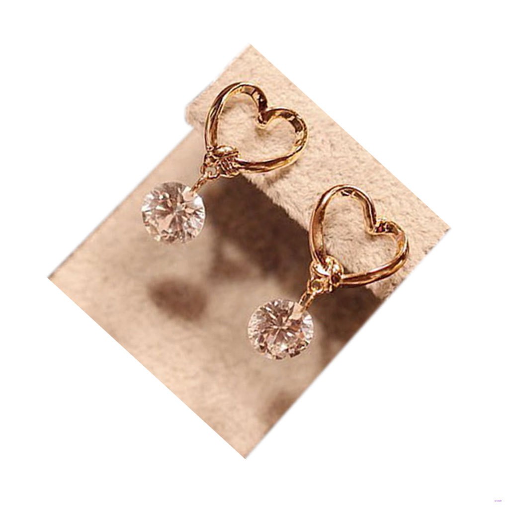 1 Đôi Bông Tai Hợp Kim Hình Trái Tim Đính Đá Lấp Lánh