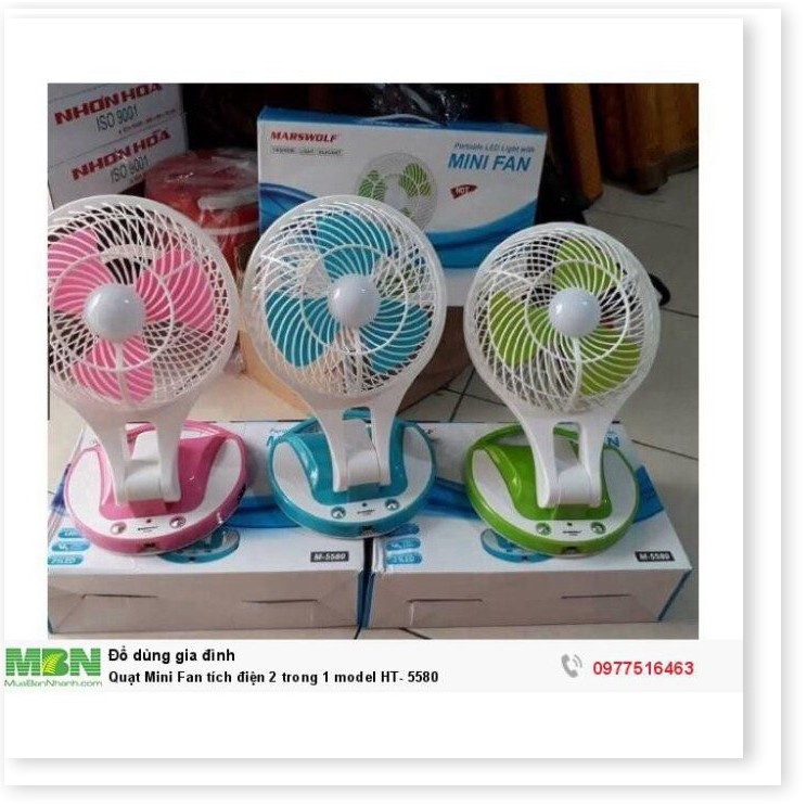 Quạt Mini Fan tích điện 2 trong 1 Model HT- 5580