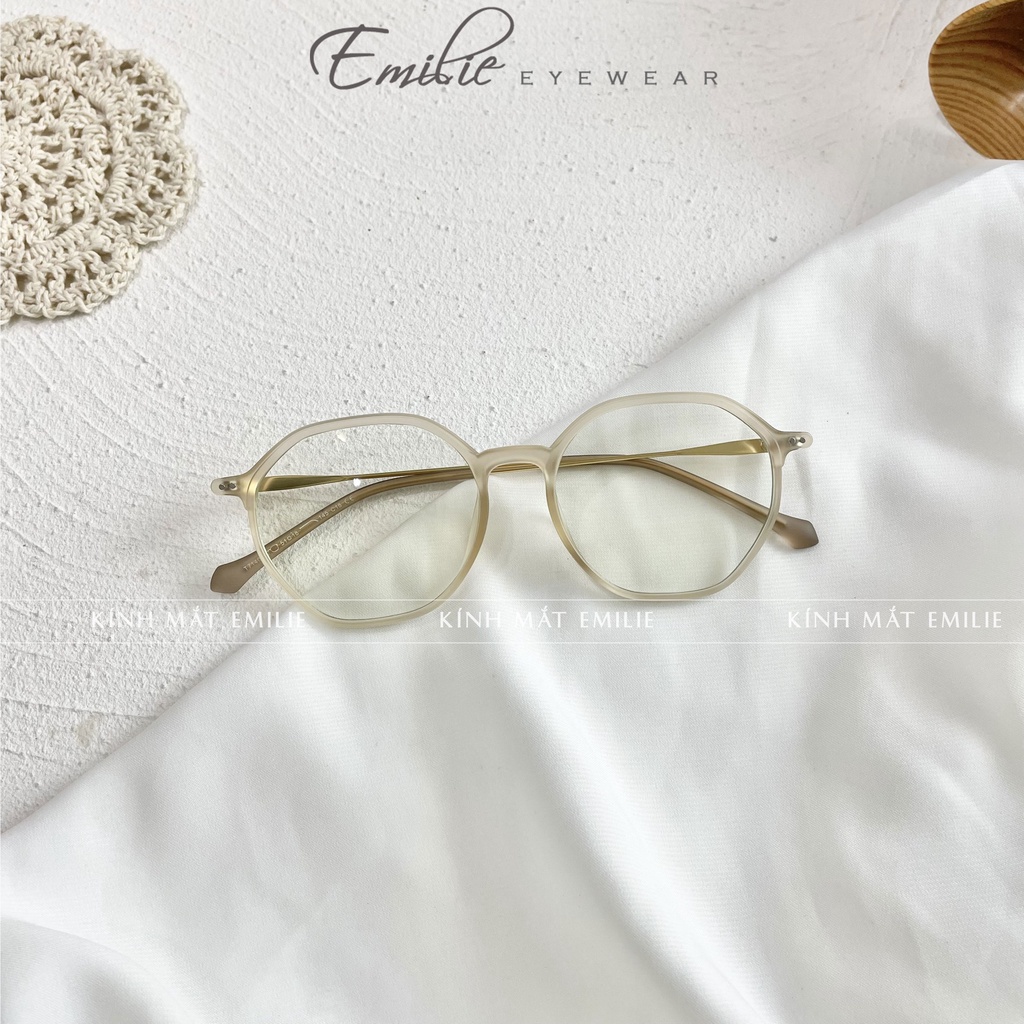 Gọng nhựa tròn nam nữ góc cạnh mảnh nhẹ nhựa dẻo hàng cao cấp Kính mắt Emilie phụ kiện thời trang 7140