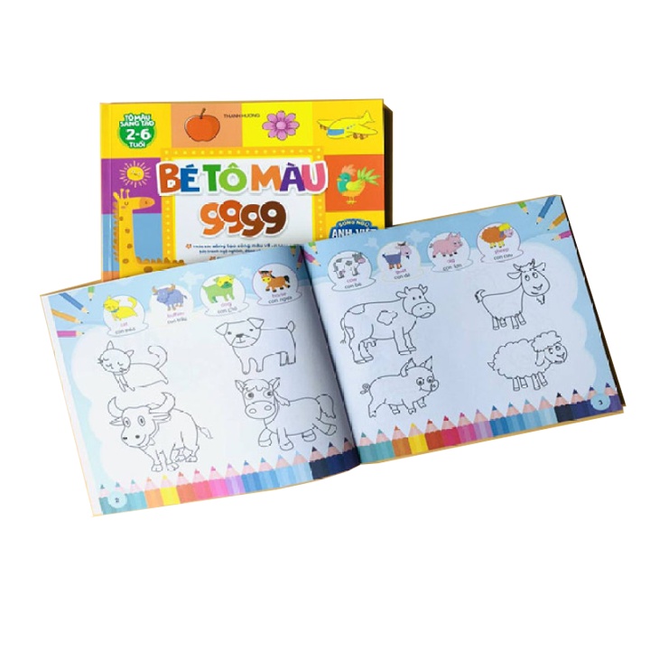 Sách - Bé Tô Màu 9999 Hình Ảnh Song Ngữ dành cho trẻ từ 2 - 6 tuổi
