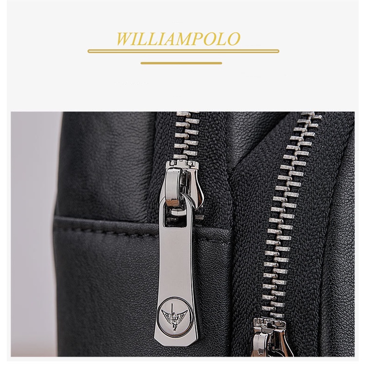 Túi đeo chéo Williampolo , chất liệu da bò nguyên tấm - POLO203073
