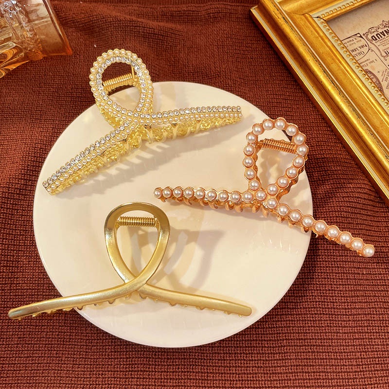 Kẹp Tóc Kim Loại Đính Ngọc Trai Nhân Tạo Thời Trang Nữ Tính