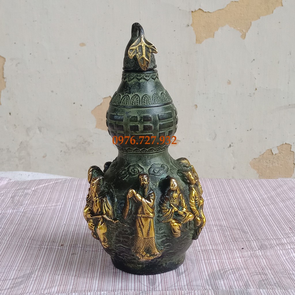 hồ lô bát tiên đồng 18cm, giá bán hồ lô bằng đồng, bán hồ lô bằng đồng giả cổ