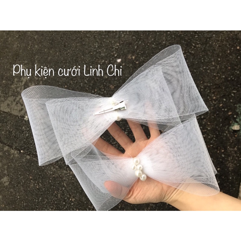 set 2 nơ cài tóc cực xinh, cài tóc cô dâu