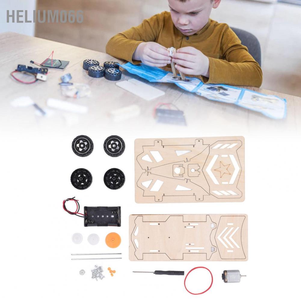 Helium066 Wooden Model Cars Kits 4 Wheel Drive Racing Car Building Puzzles DIY Scientific Experiment Educational Toys