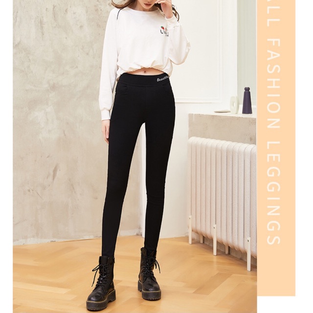 Quần kaki thun big size skinny lưng liền thêu chữ size lớn 60-90kg