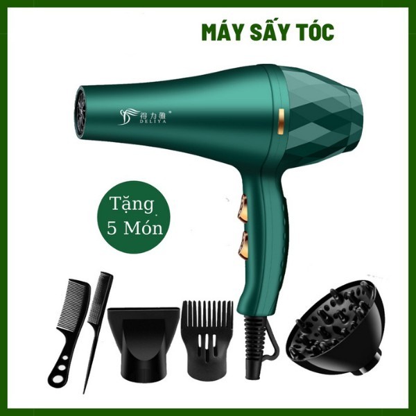 Máy sấy tóc Deliya công suất lớn, Máy sấy tạo kiểu 3 chế độ sấy, tặng bộ phụ kiện