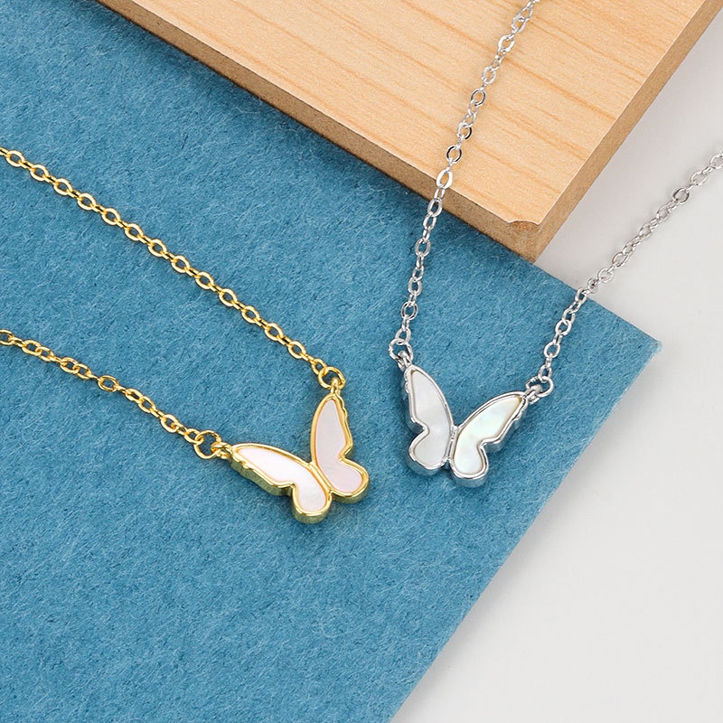 Vòng cổ Mặt Hình Bướm Đính Đá Ngọc Trai Nhân Tạo Thời Trang