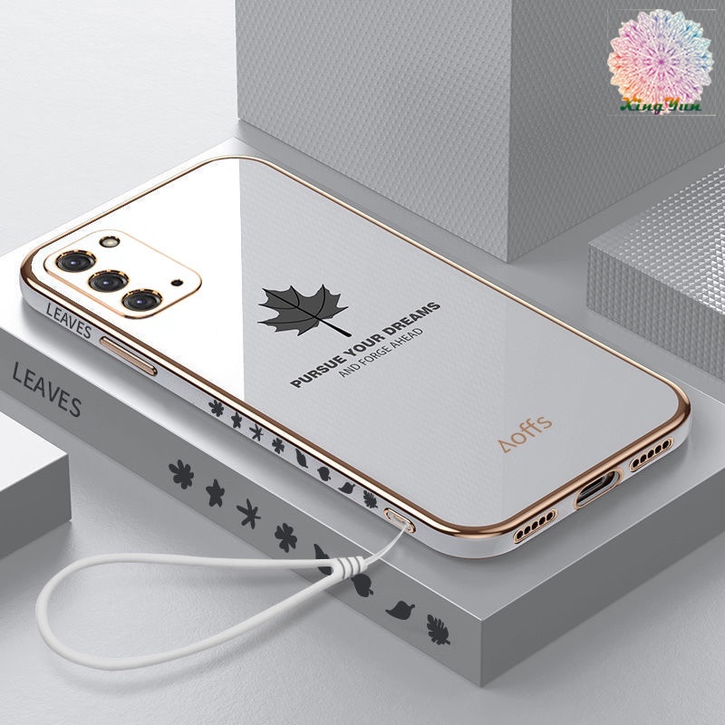 Ốp Điện Thoại Mềm Họa Tiết Lá Phong Có Dây Đeo Cho Samsung S10 S10 Plus Note10 Note10 Pro