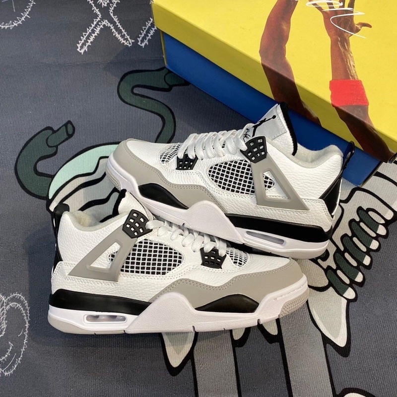 Giày Thể Thao 𝐀𝐢𝐫 𝐉𝐨𝐫𝐝𝐚𝐧 𝟒 𝐑𝐞𝐭𝐫𝐨 “𝐌𝐢𝐥𝐢𝐭𝐚𝐫𝐲 𝐁𝐥𝐚𝐜𝐤  giầy sneaker nam nữ siêu hot