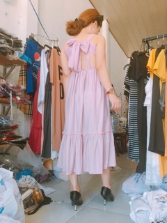 Đầm maxi nơ lưng kèm hình thật