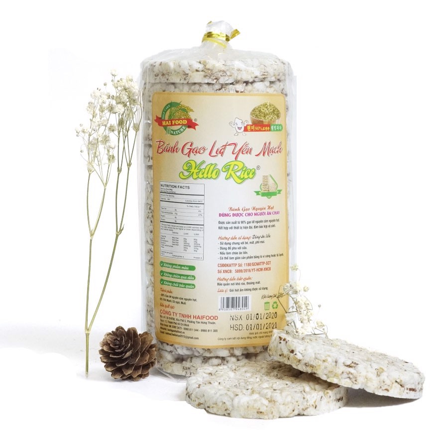 Bánh gạo lứt Hellorice - Thực dưỡng hữu cơ thảo dược (120g)