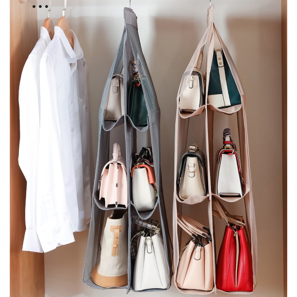 Túi treo đựng giỏ xách 6 ngăn 3 tầng bảo quản túi xách, phụ kiến chống bụi bẩn(GIAO MÀU NGẪU NHIÊN)
