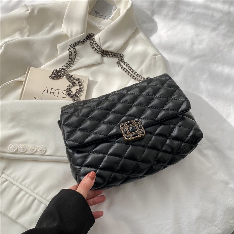 Túi đeo vai IELGY hình vuông cỡ nhỏ thêu họa tiết độc đáo chốt cài thời trang cho nữ