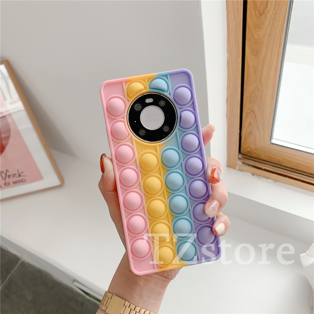 Pop It Fashion Style Silica Gel Beans Raised Rainbow Personality Protection Soft Phone Case Cover for Vivo Y12s Y20 Y20i Y20s Y50 Y30 Y30i V20Pro V20SE Y70s X50 Y19 S1 Y17 Y15 Y12 Y11 V11 V11Pro V11i V5lite V5 V5Plus V9 Y85 Y81 Y81i Y91C Y55