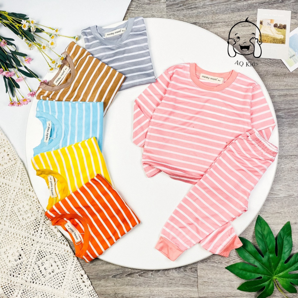 [BÉ 7-18kg] Bộ tay dài quần dài sọc dệt minkymom cho bé mặc ngủ, size 80-120 cho bé Unibaby BDSDDT
