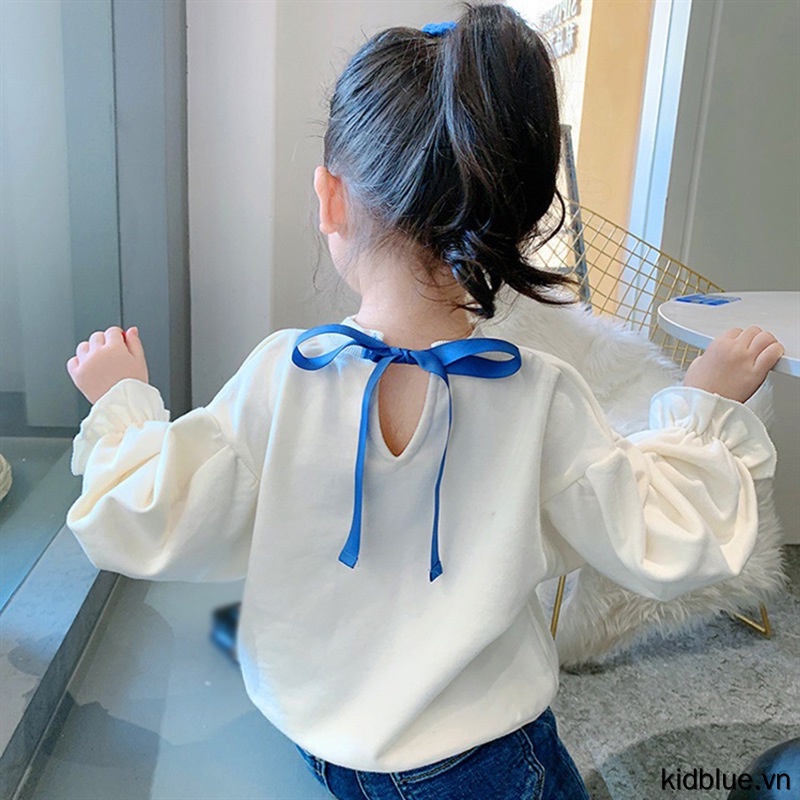 Áo sweater mỏng tay dài in hoạt hình cho bé gái Hàn Quốc