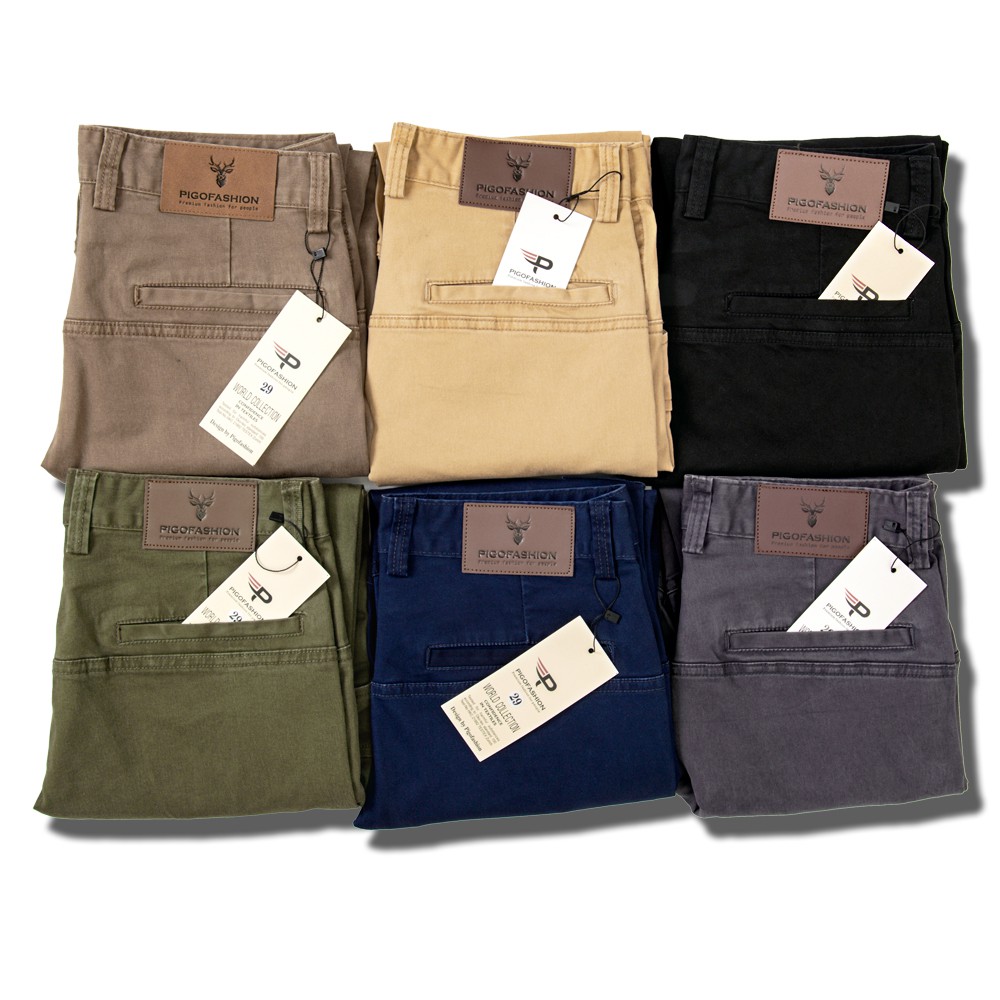 Quần kaki túi hộp dài nam co giãn tốt regular fit cao cấp QKK02 PigoFashion màu xanh đen chọn nhiều màu