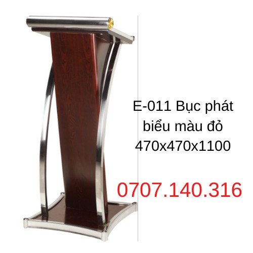 Bục Phát Biểu Bằng Gỗ Hội Nghị, Trường Học, Bục Phát Biểu Khung Inox (Màu nâu đỏ)