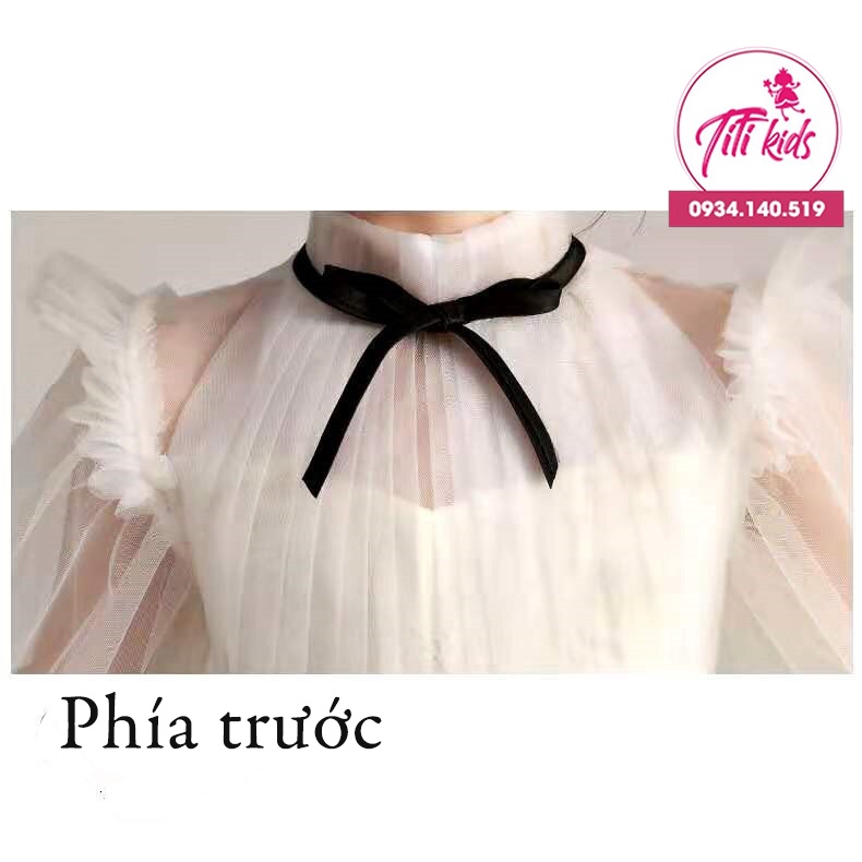 Đầm Công Chúa Bé Gái TiTiKids Trắng Cao Cấp CC139