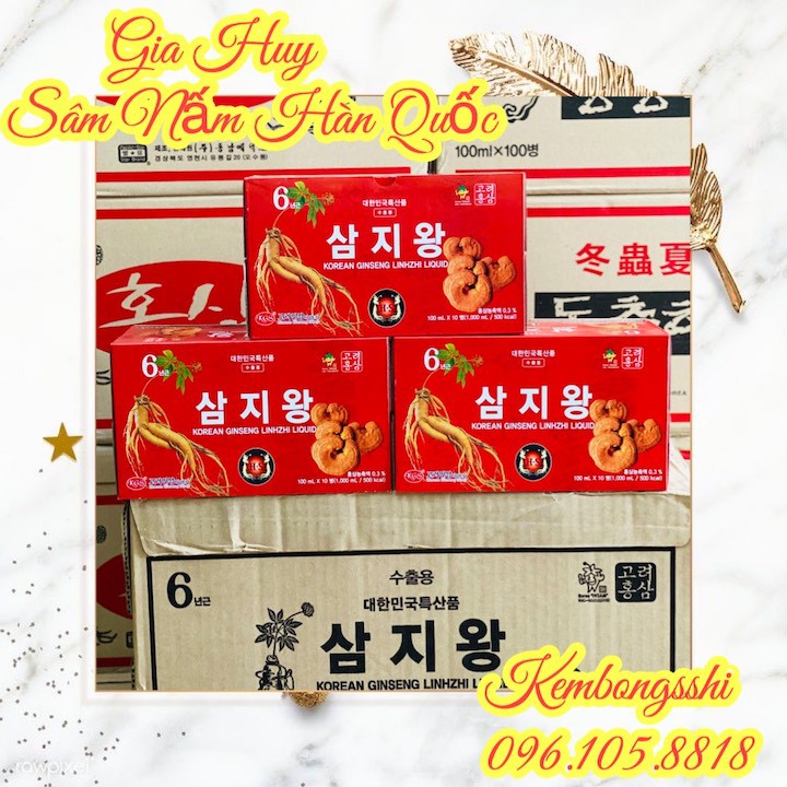 [HÀNG MỚI VỀ] Nước Hồng Sâm Linh Chi 6 Năm Tuổi Hàn Quốc, Hộp 10 Chai x 100ml | BigBuy360 - bigbuy360.vn