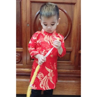 Áo dài gấm bé trai loại 1 ( khăn áo)