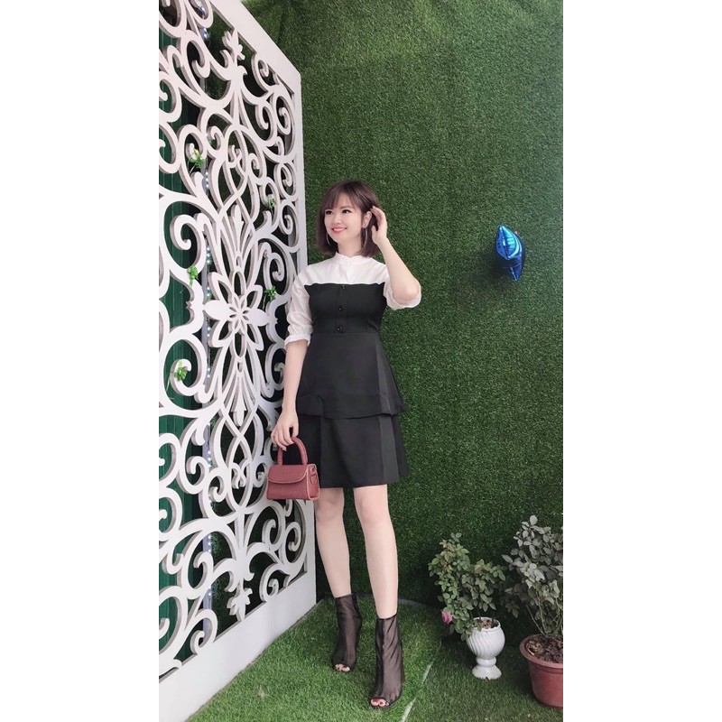 Váy xoè sơ mi- pha màu [HOT NHẤT] chất siêu xịn