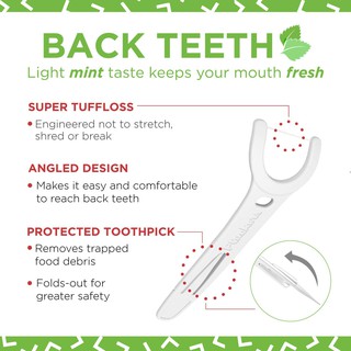 Tăm Chỉ Nha Khoa Plackers Back Teeth Micro Mint từ Mỹ (gói 75 cây) [Hàng Mỹ]