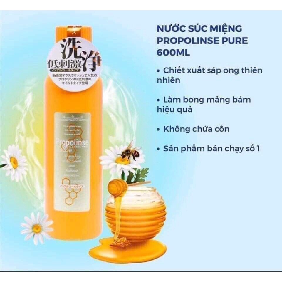 Nước súc miệng Propolinse chai 600ml đủ 5 loại - Nhật Bản