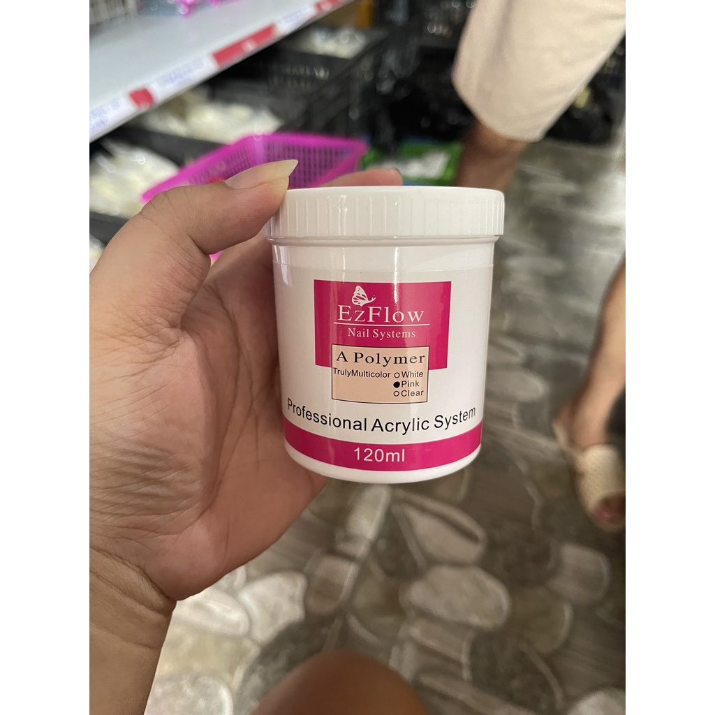 [ Có Sẵn ] Bột Đắp Móng Ezflow 120ml , Polymer Nail Powder đủ 3 Màu White, Pink, Clear