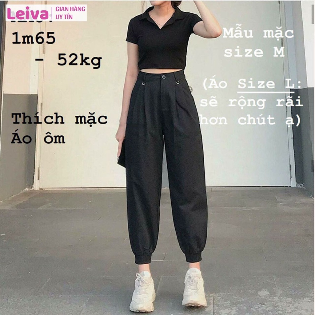 Áo polo croptop LEIVA áo croptop có cổ cao cấp thun cotton co giãn 4 chiều thoáng mát - L03 | BigBuy360 - bigbuy360.vn