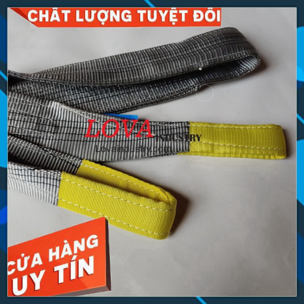 Dây Cáp Vải Cẩu Hàng 4 tấn, Bản Dẹp, hệ số an toàn 5:1, 2 đầu mắt, bản 100mm - Cơ Khí Liên Sơn Kho Quận 12