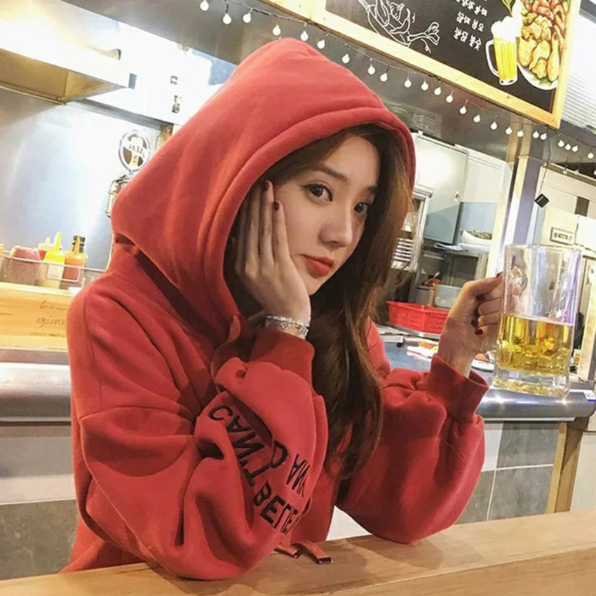 Áo Hoodie Dáng Rộng Thời Trang Thu Đông Hàn Quốc Cho Nữ