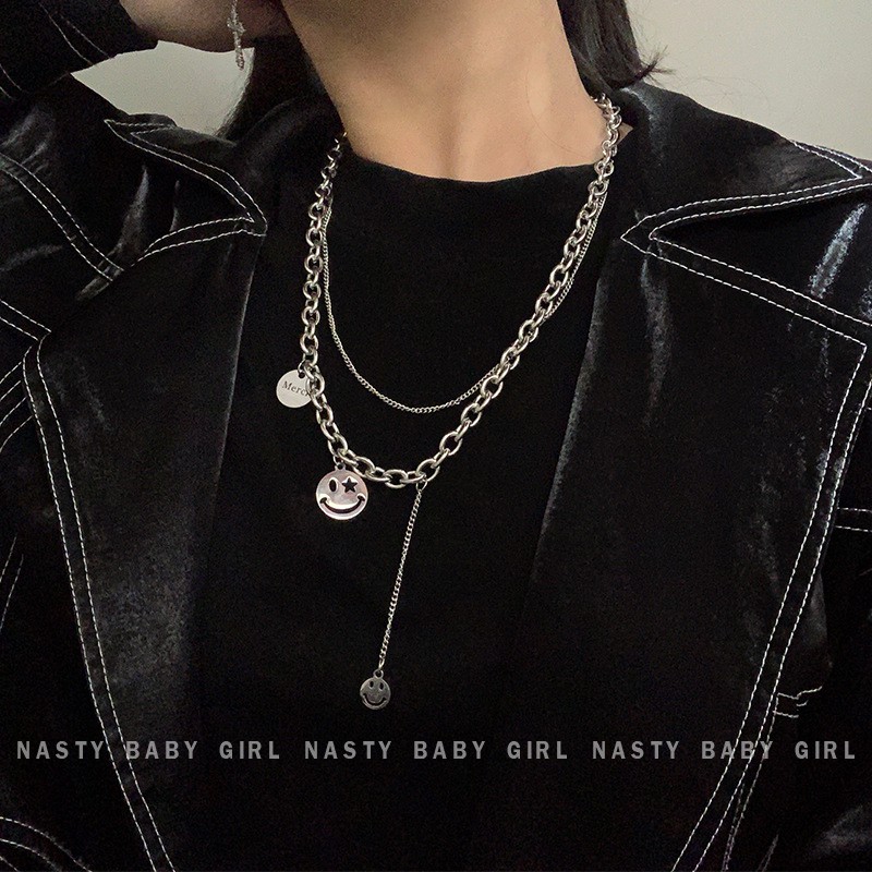 vòng cổ Chất Liệu Thép Titan Hình Mặt Cười C139