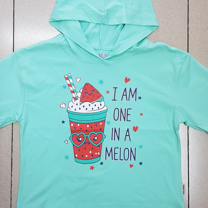 Áo thun hoddie có nón in dưa hấu cho bé gái size đại