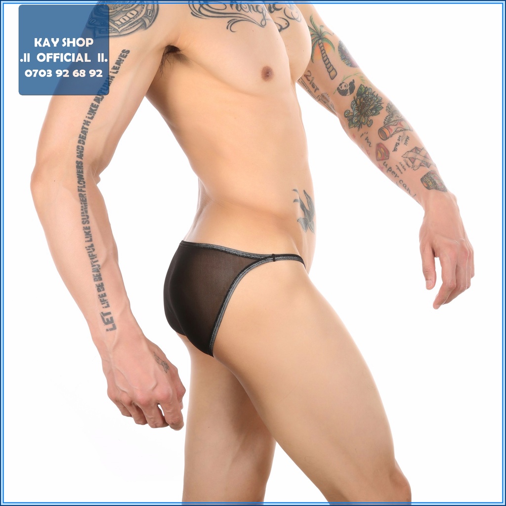 Quần lót tam giác mini bản nhỏ UzHOT lưới sexy xuyên thấu gợi cảm - Quần sịp nam khoe đùi tôn mông sexy quyến rũ0