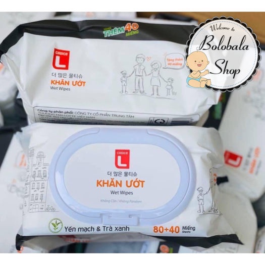 Khăn Ướt Gia Đình 120 miếng vải không dệt 15x20cm