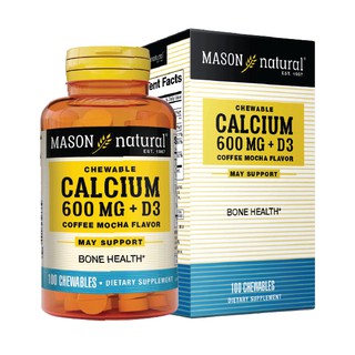 CALCIUM 600MG + D3 (COFFEE MOCHA FLAVORE) Mason – Viên bổ sung canxi, vitamin D3 tăng sức khỏe xương khớp lọ 100 viên