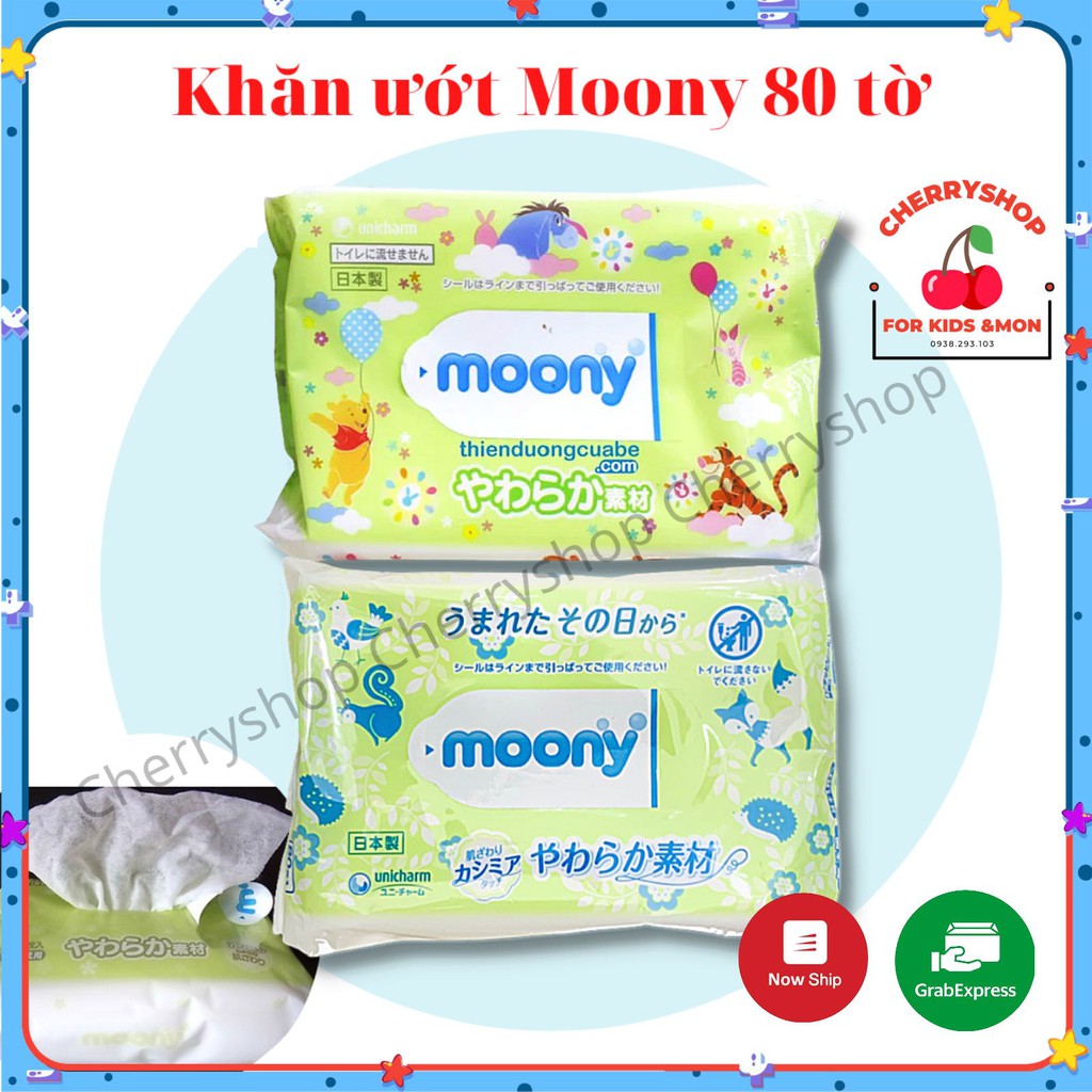 Khăn Giấy Ướt Moony Nội Địa Nhật - 80 tờ/ bịch không mùi