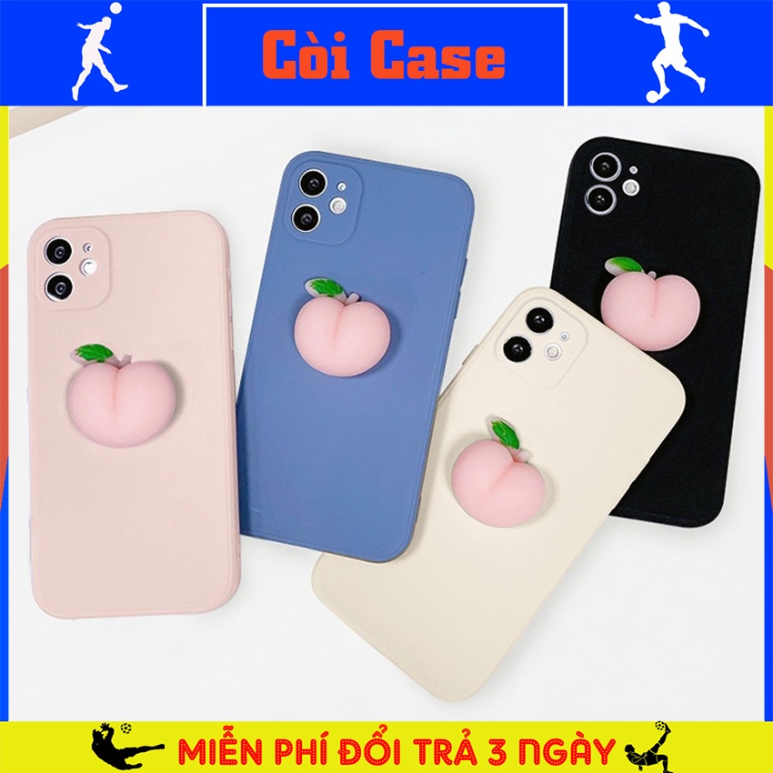 Ốp Lưng Iphone Cạnh Vuông BVC Gắn Đào Mochi Cute - Ốp Lưng Nhiều Màu Sắc Cho Khách Lựa Chọn ( Lỗi 1 Đổi 1 Trong 3 Ngày)