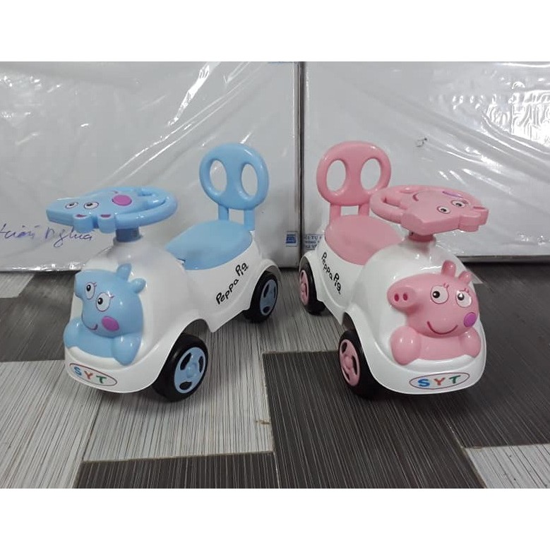 [NHẬP TOY30K] Xe lắc bơi chòi chân Heo Peppapig cho bé có nhạc + còi + thùng đồ + tựa lưng (Xe chòi chân cho bé)