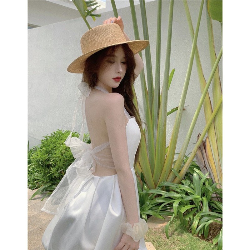 Đầm váy nữ xoè cột nơ mút ngực, Đầm xoè dự tiệc đi chơi | BigBuy360 - bigbuy360.vn