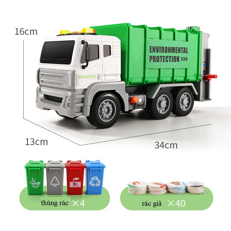 Đồ chơi xe chở rác đa chức năng W820A mới nhất 2022