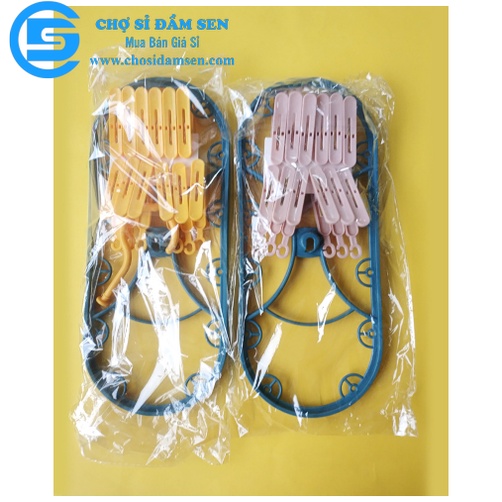 Móc treo Vớ nhựa xoay 360 độ kèm 12 móc chống gió, Móc phơi đồ lót, quần áo đa năng G269-Moctreovo-Ovan